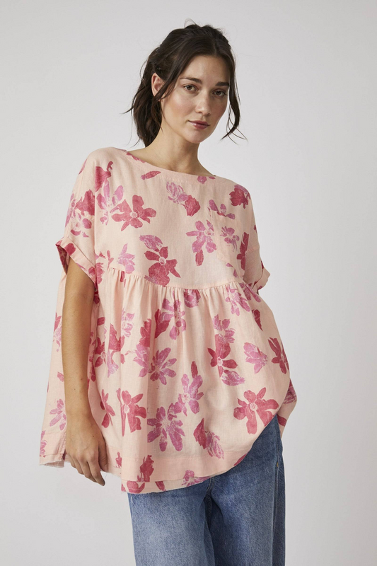 Free People Pink Floral Tunic - XS
