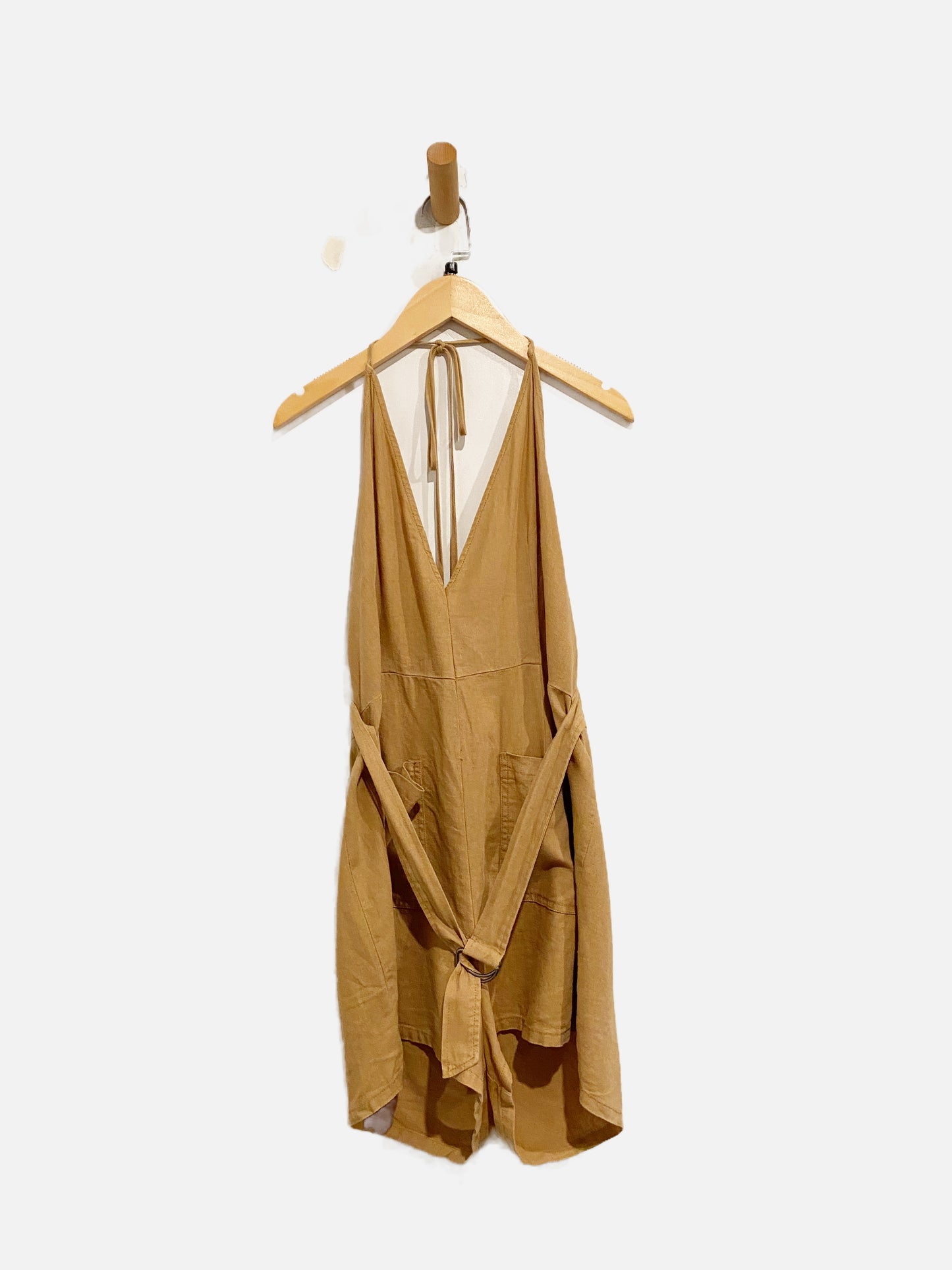 Free People Take it Easy Tan Linen Romper - 10