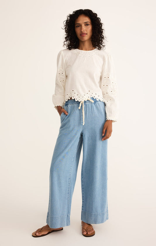 Z Supply Denim Wide Leg Drawstring Pants - XS