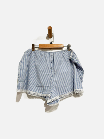 Skims Blue and White Stripe Cotton Poplin PJ Set - Large