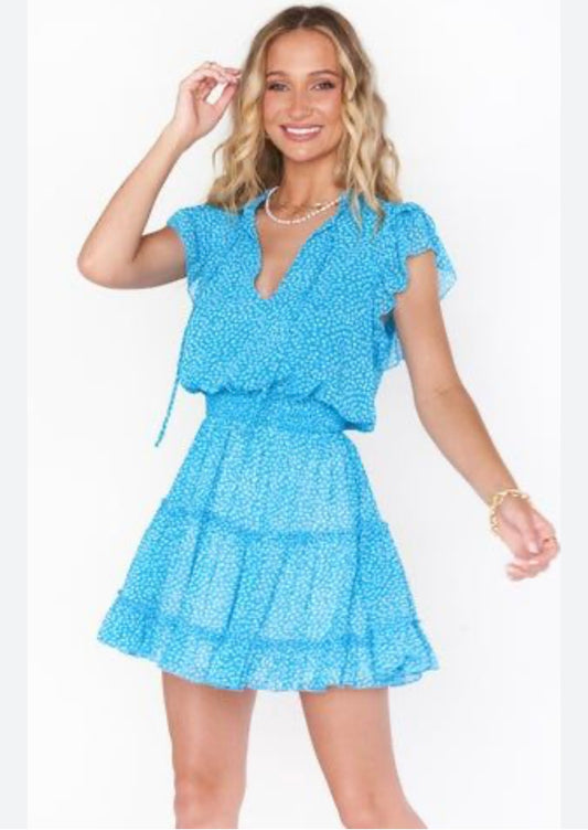 Show Me Your Mumu Blue Floral Mini Dress - XS