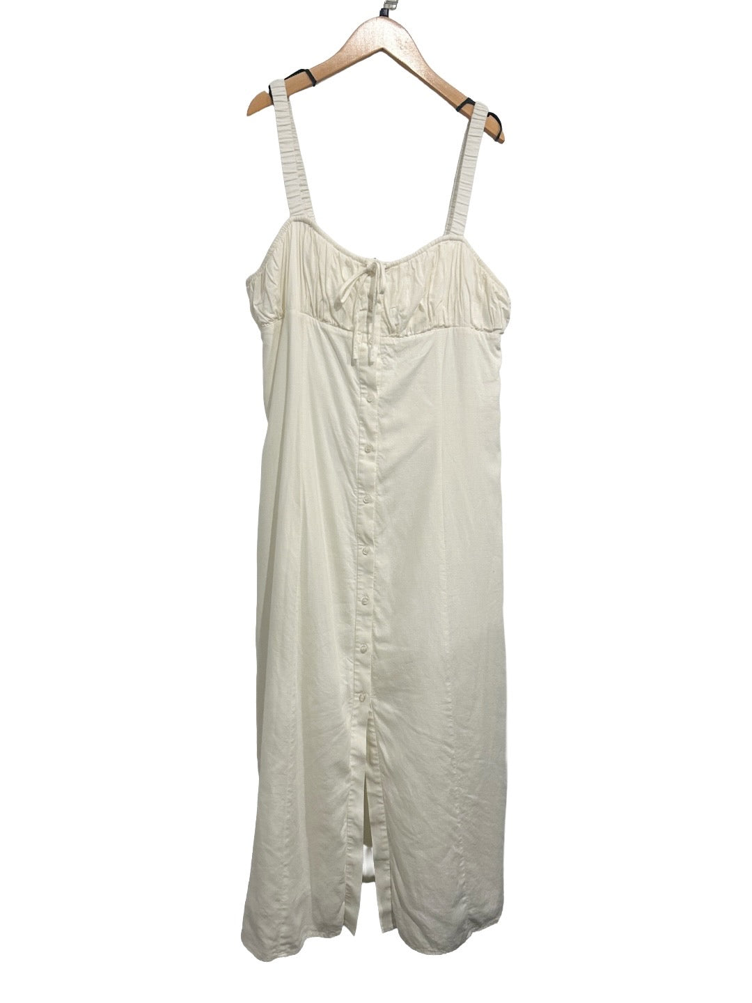 WhoWhatWear Cristina Spaghetti Strap Button-Front Dress in White - XL