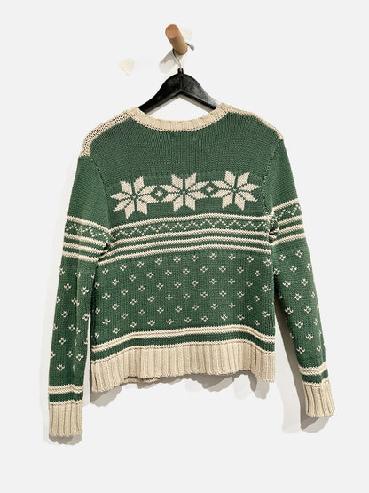 Urban Outfitters Green Knit Snowflake Sweater - Small