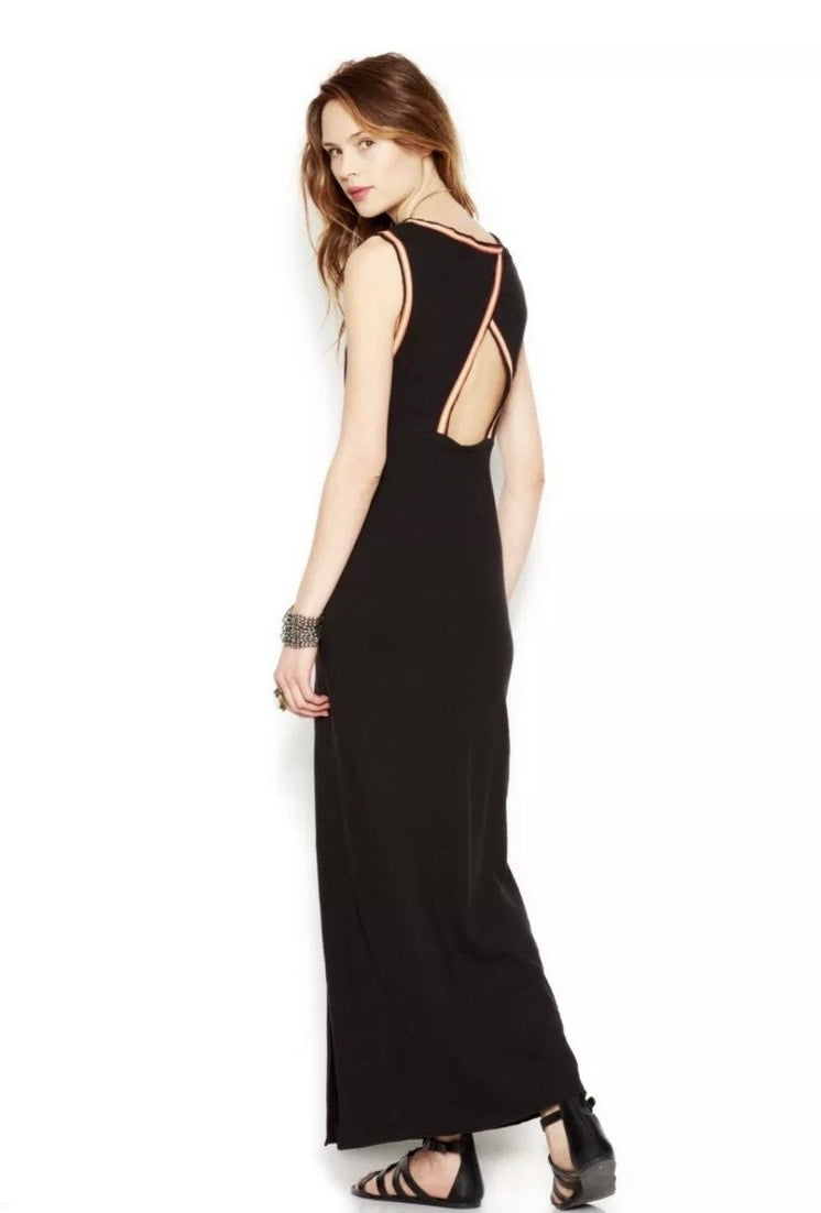Free People Sabrina Open Back Maxi Dress in Black - Small