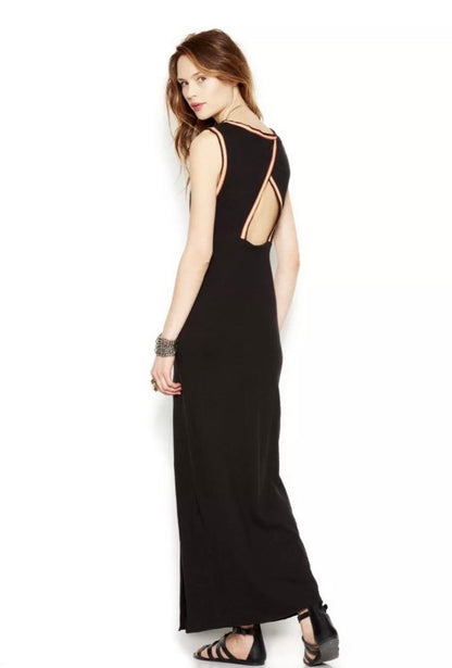 Free People Sabrina Open Back Maxi Dress in Black - Small