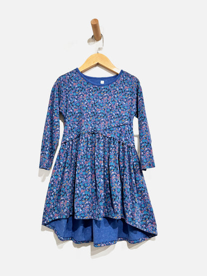 $$ Tea Blue Floral Dress - 5