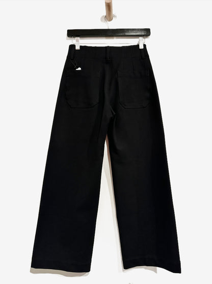 Anthropologie Maeve Colette Cropped Wide Leg Pants in Black Onyx - 25