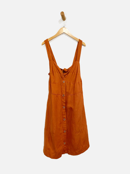 Anthropologie Maeve Orange Linen Button Front Dress - Large