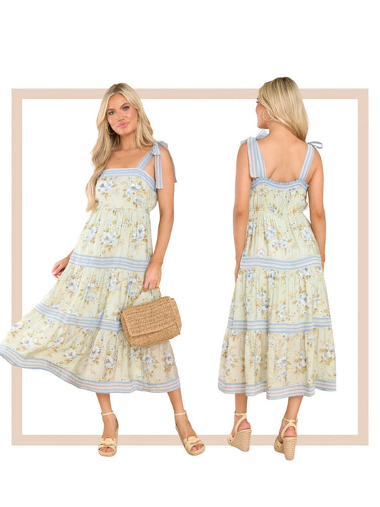 By The River Green Floral Dress - Medium