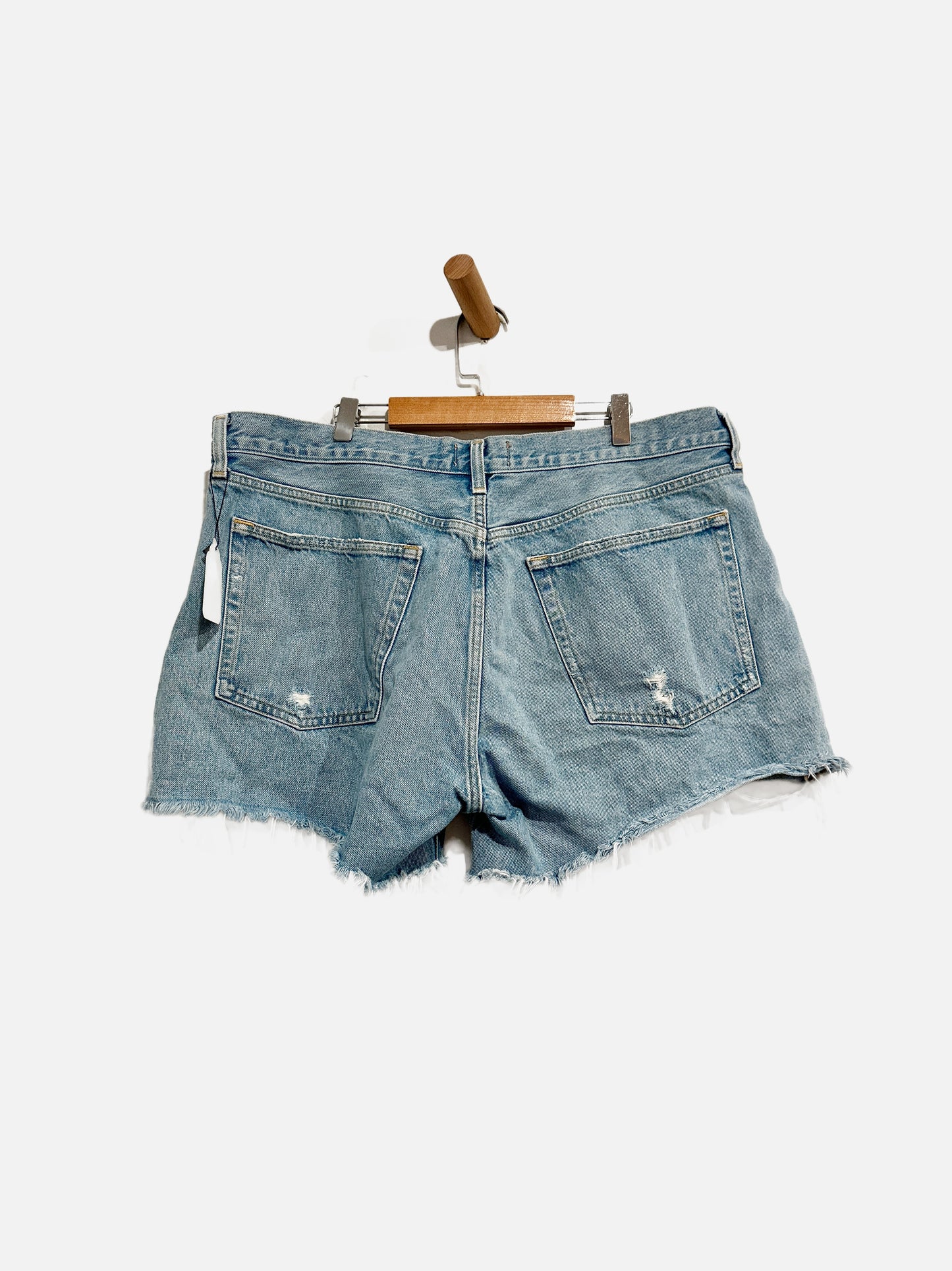 Agolde Parker Long Cut Off Denim Shorts - 34
