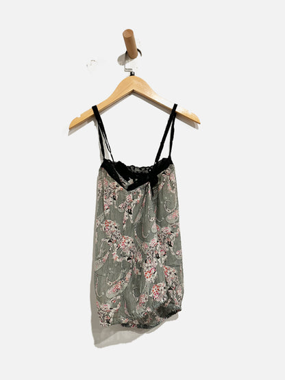 Free People Y2K Paisley Black Lace Trim Tank - XS