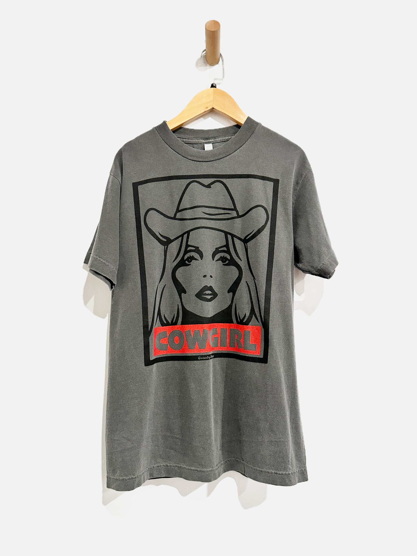Country Deep Gray Cowgirl Graphic Tee - Small