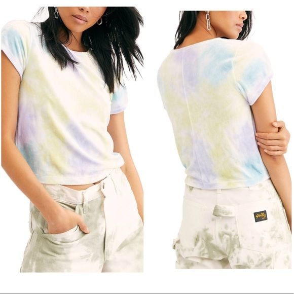 Free People Bright Eyes Velvet Tie Dye Tee Size Small