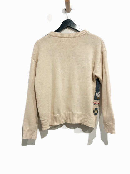 Cream Apple Picking Chicken Cardigan - OS