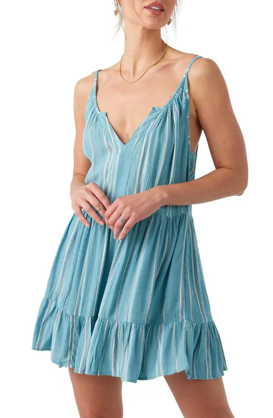 O’Neill Cheri Stripe Tiered Cover-Up Dress in Blue Moon - Medium
