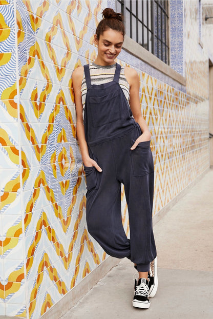 Free People Movement Jump Start Jumpsuit in Washed Black - Small