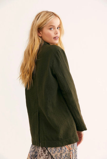 Free People Rowan Blazer in Deep Army - Large