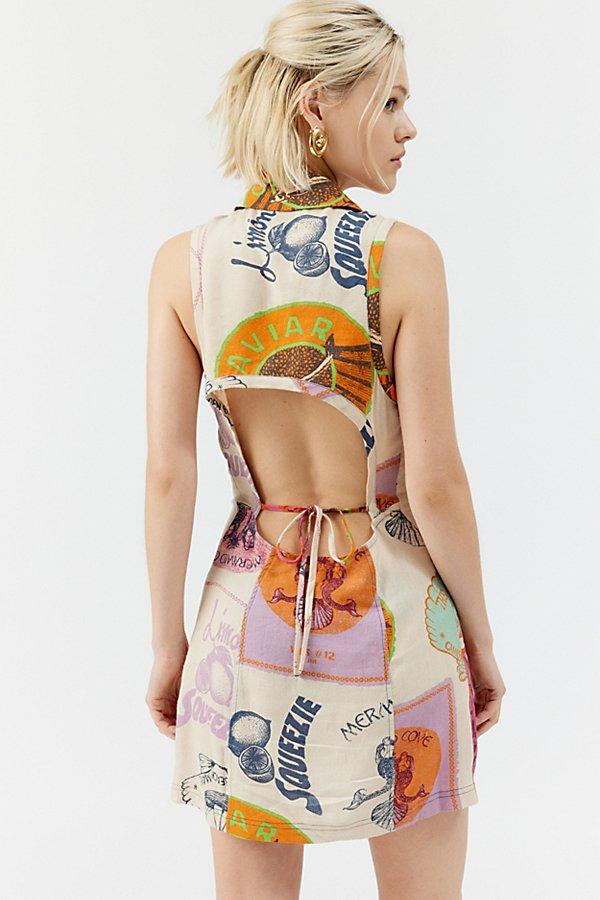 Urban Outfitters BDG Ocean Print Open Back Mini Dress - Medium