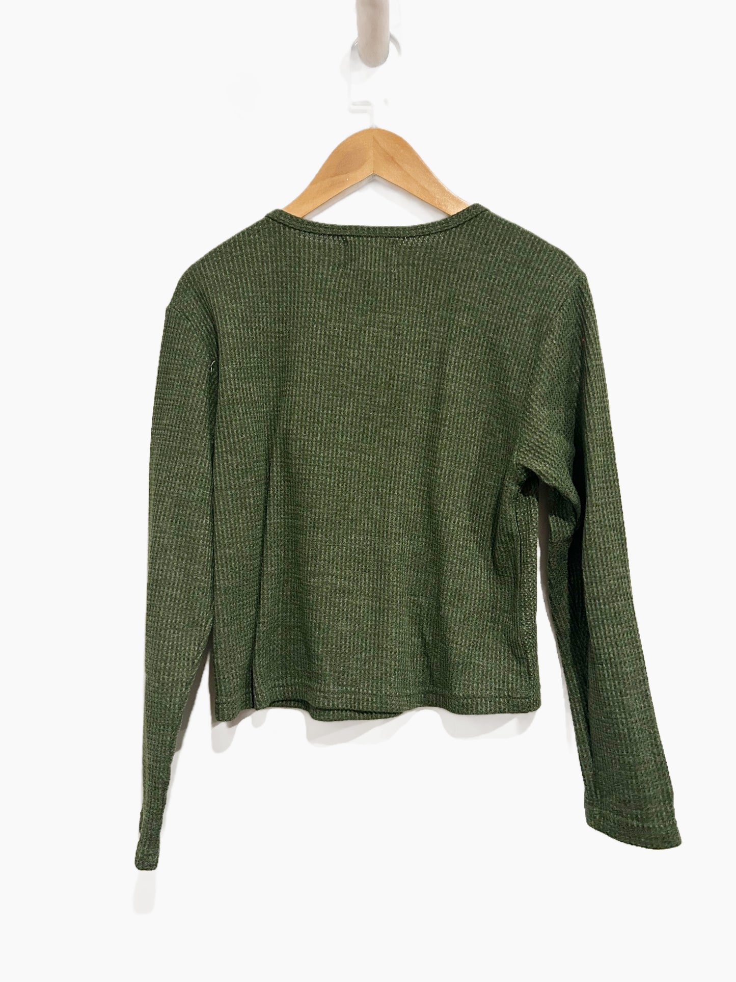 Girl’s Sol Angeles Forest Green Henley Thermal Long Sleeve Shirt - 14