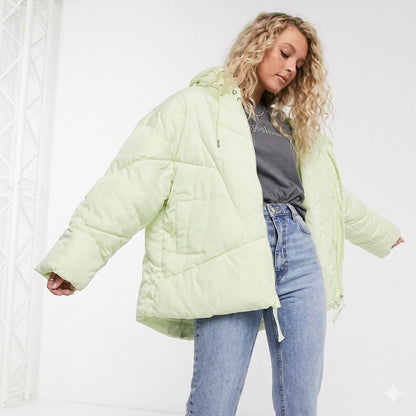 Free People Hailey Hooded Puffer Jacket in Sweetgrass - XS