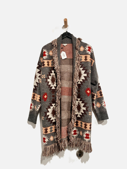 Jodifl Fringe Pattern Cardigan - Small