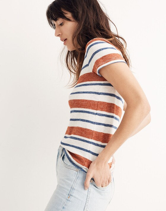 Madewell Hi-Fi Shrunken Tee in Mary-Lou Stripe - XS