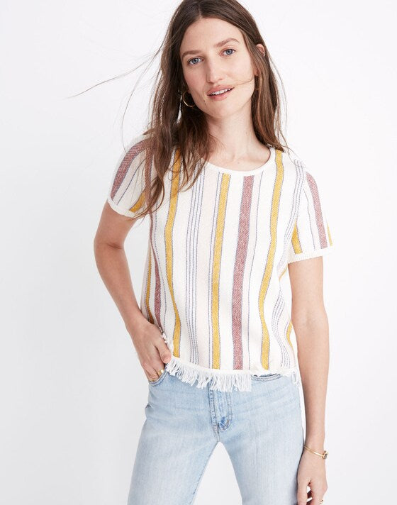 Madewell Blakley Stripe Sweater Tee in Pearl Ivory - Small