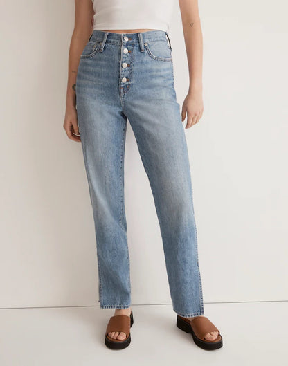 Madewell The Perfect Vintage Straight Jean in Deforst Wash: Side-Slit Edition - 26