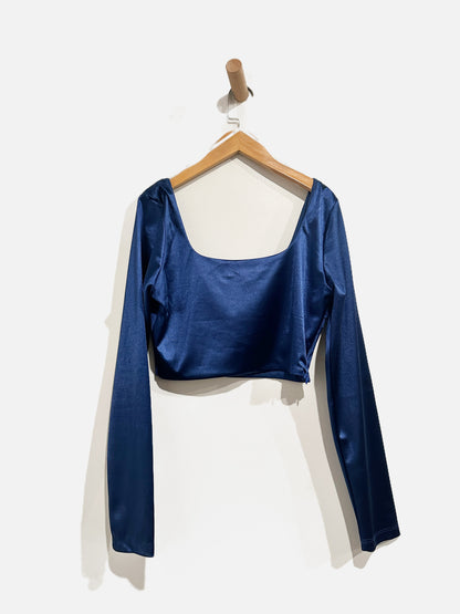 Lulus Blue Satin Skirt Set - Large