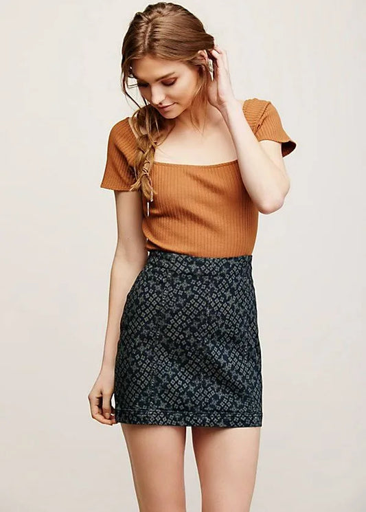 Free People Modern Femme Printed Mini Skirt in Indigo Combo - 6