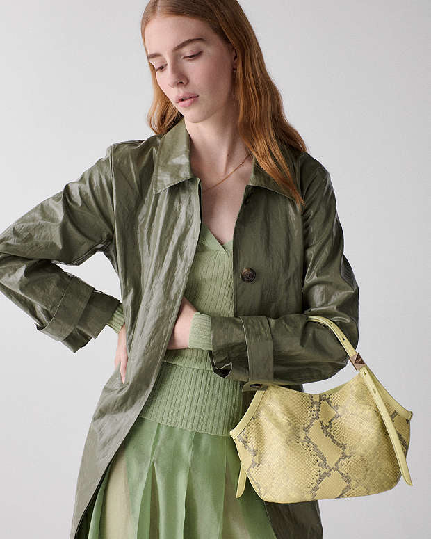 Kate Spade Deco Snake Embossed Small Tulip Tote Bag in Pale Citron