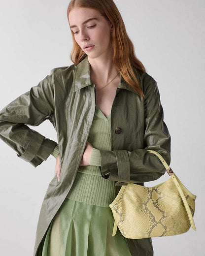 Kate Spade Deco Snake Embossed Small Tulip Tote Bag in Pale Citron