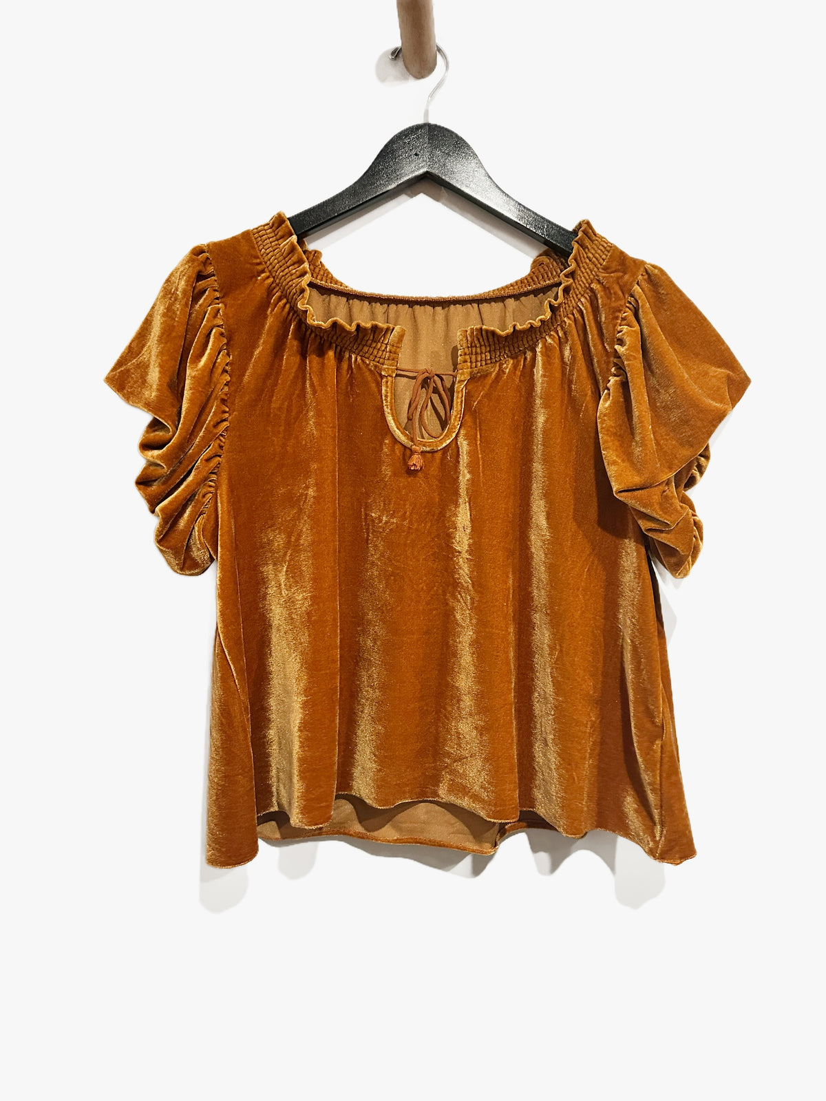Free People Terese Velvet Top in Pumpkin Pie