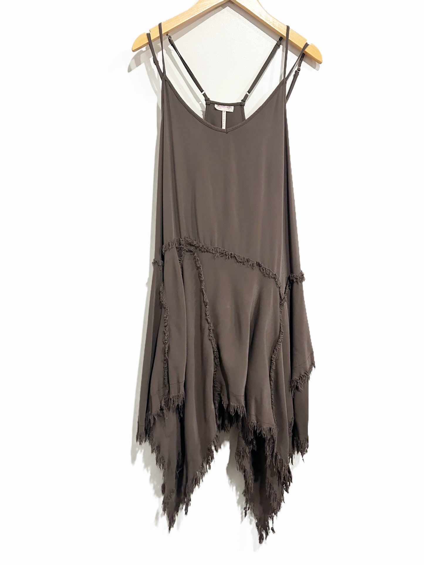 Free People Tattered Up Gray Slip Dress - XS