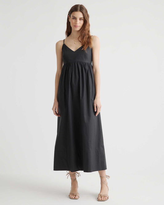 Quince 100% Cotton Black Midi Sundress - Small