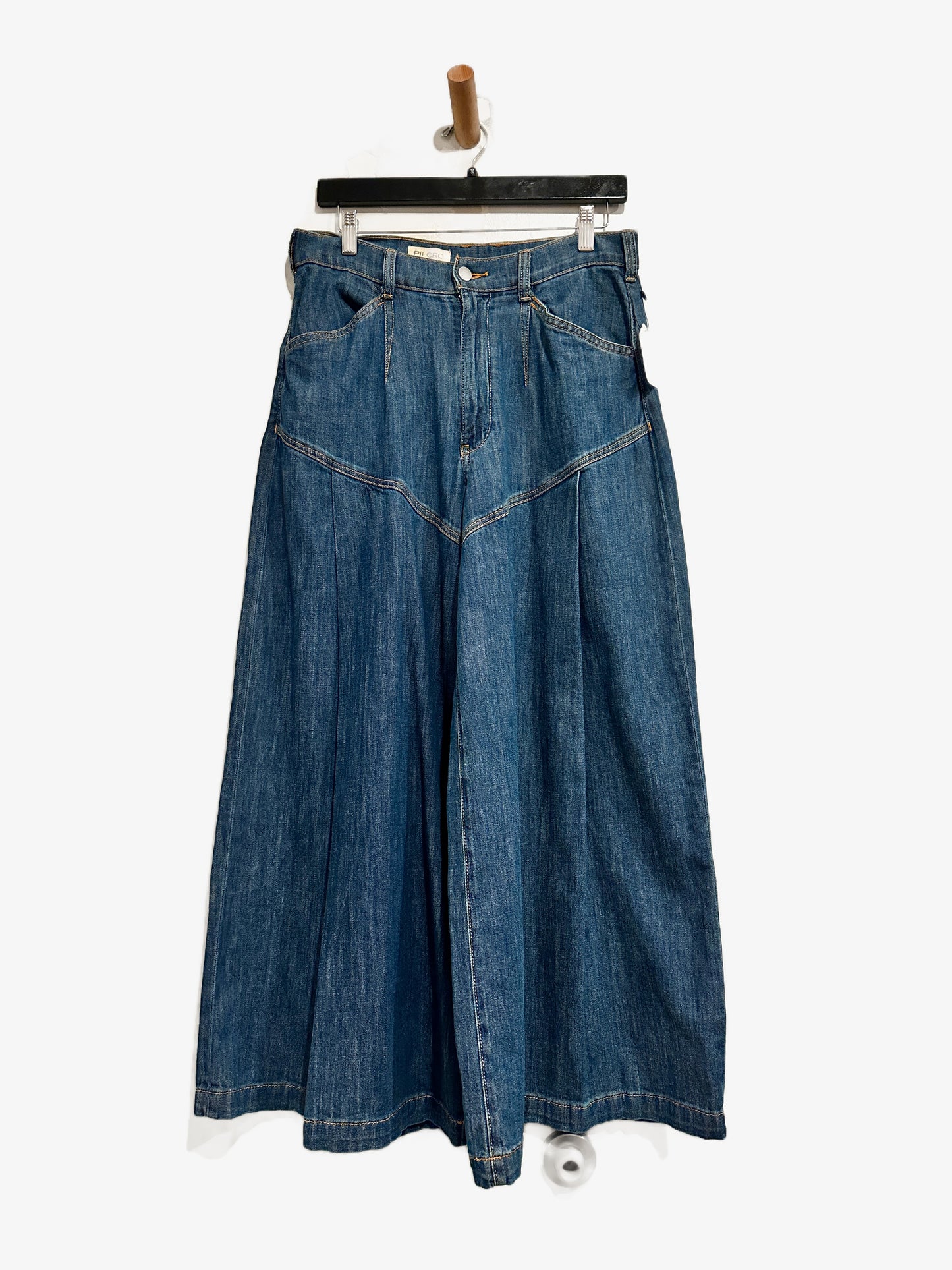 Anthropologie Pilcro Seamed Flounce High-Rise Wide-Leg Jeans - 30