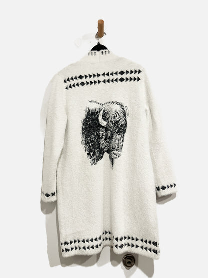 Venario White Eyelash Buffalo Cardigan - Medium