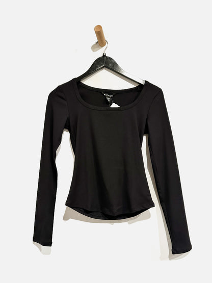 Athleta Black Signature Rib Square Neck Top - XS