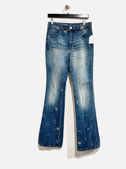 Anthropologie Pilcro Embroidered Paint Splatter Jeans - 28