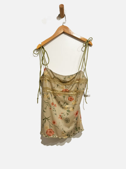 Green Floral Mesh Cami