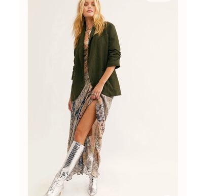 Free People Green Oversized Knit Blazer - Medium