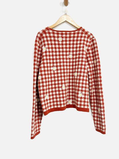 Madewell Red Plaid Daisy Cardigan - Small