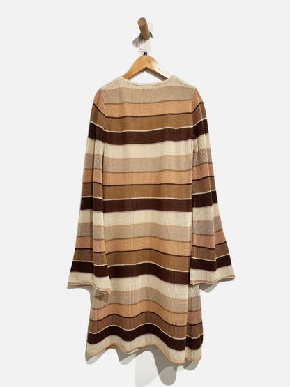 La Lavon Brown Stripe Knit LS Dress - Small