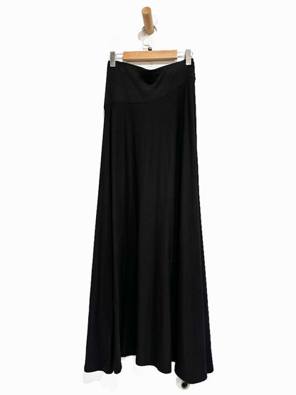 Madewell Jersey Asymmetric-Seam Midi Skirt in Jet Black - XXS