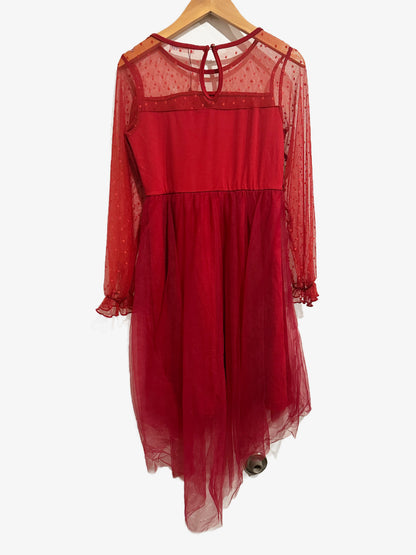Arshiner Red LS Mesh Dress - 12