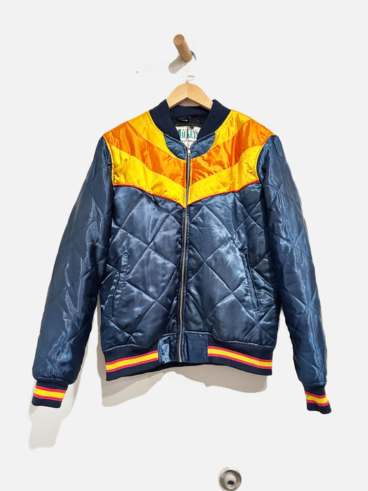 Vintage Navy Retro Bomber Jacket - Large