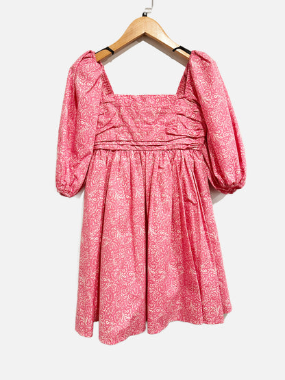 Abercrombie & Fitch Emerson Poplin Puff Sleeve Mini Dress in Pink Pattern - XSP