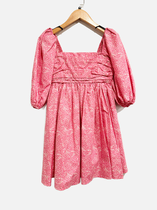 Abercrombie & Fitch Emerson Poplin Puff Sleeve Mini Dress in Pink Pattern - XSP
