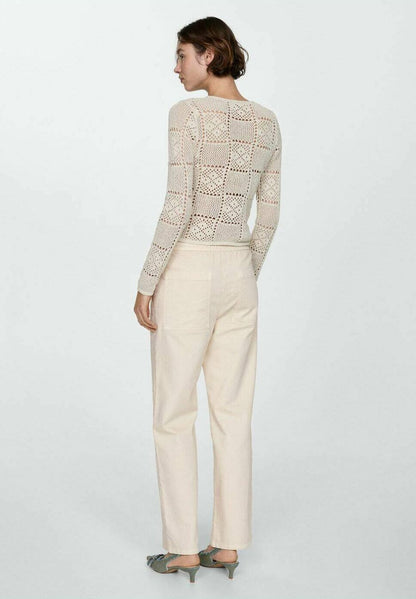 MNG Cream Openwork Detail Crochet Sweater - Small