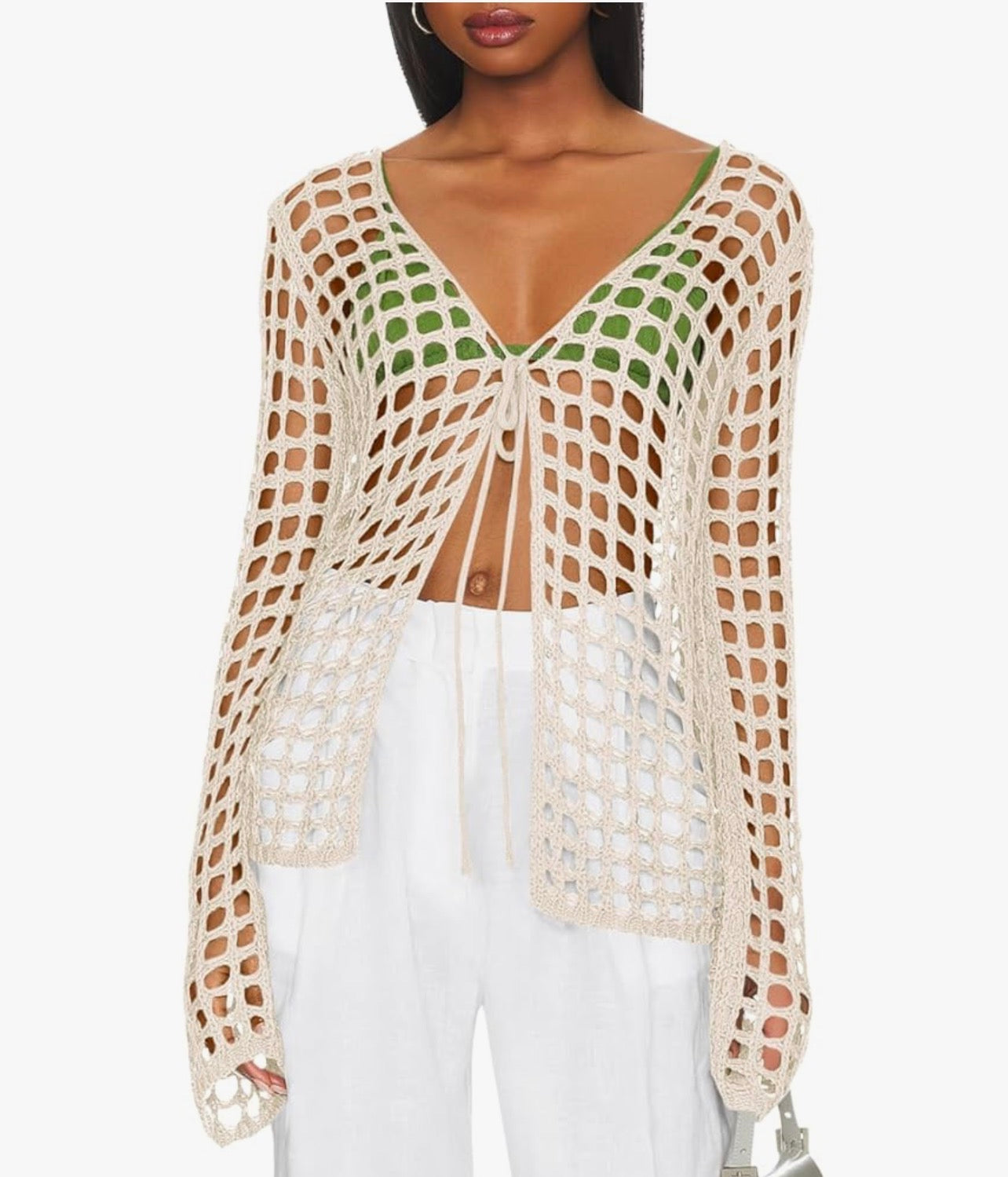 Saodimallsu Cream Open Knit Cardigan - Large